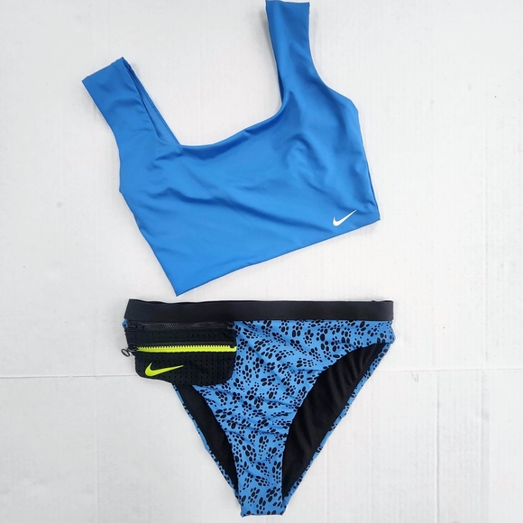 NIKE PARTY DOTS HIGH-WAISTED BIKINI BOTTOMS W/ FANNY PACKCrop Top Longline Set
